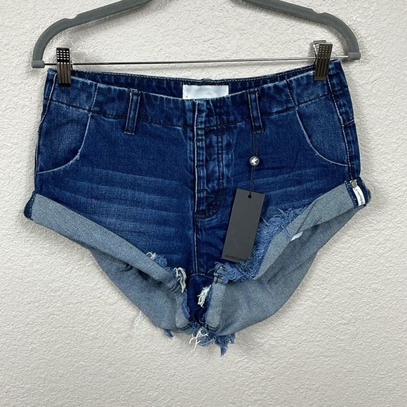 NWT One Teaspoon Sailors Low Rise Relaxed Fit Shorts Dark Wash Sz 26 - Picture 3 of 11